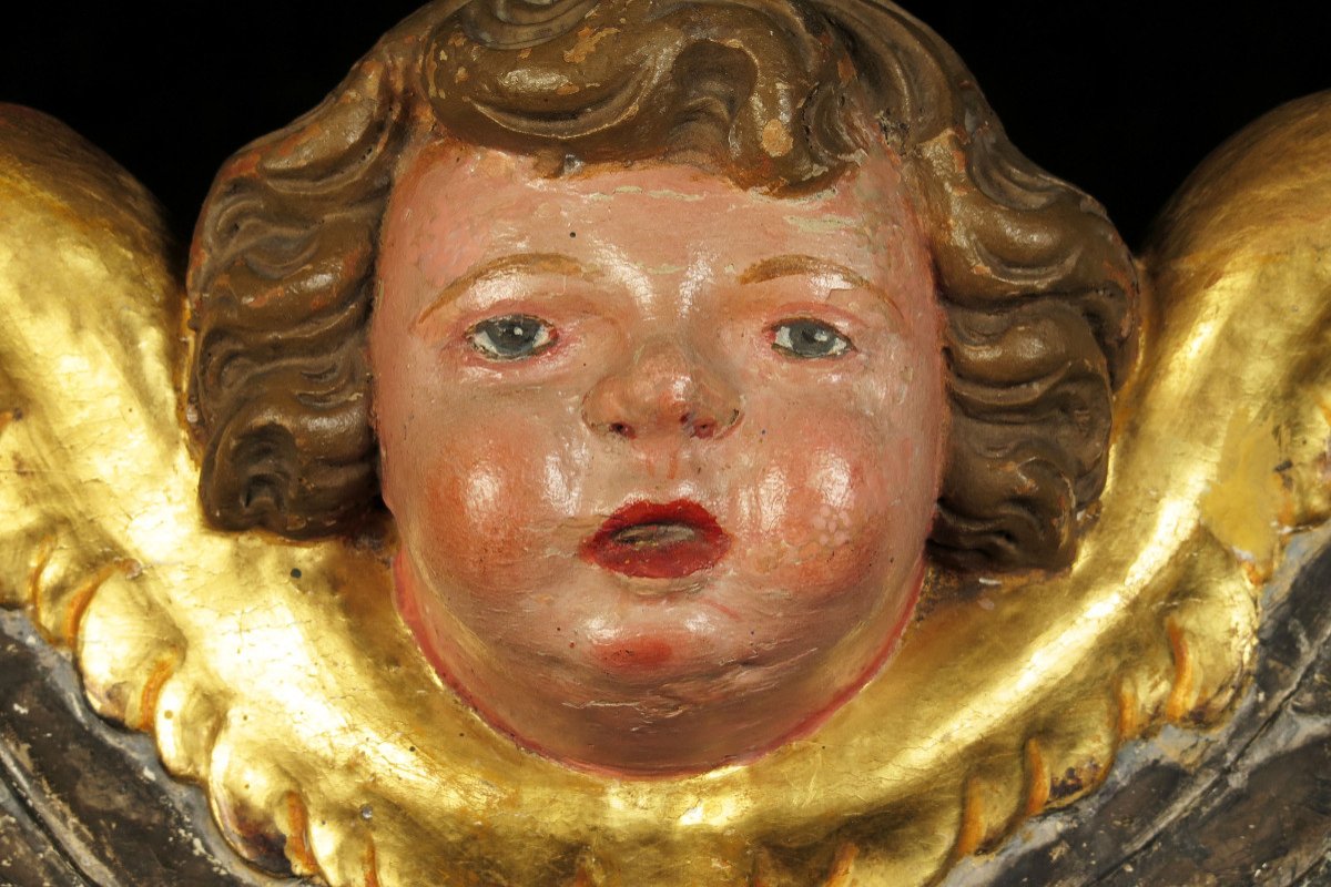 Old Wood Carving, Cherub Or Putto. Late Nineteenth Century Work-photo-3