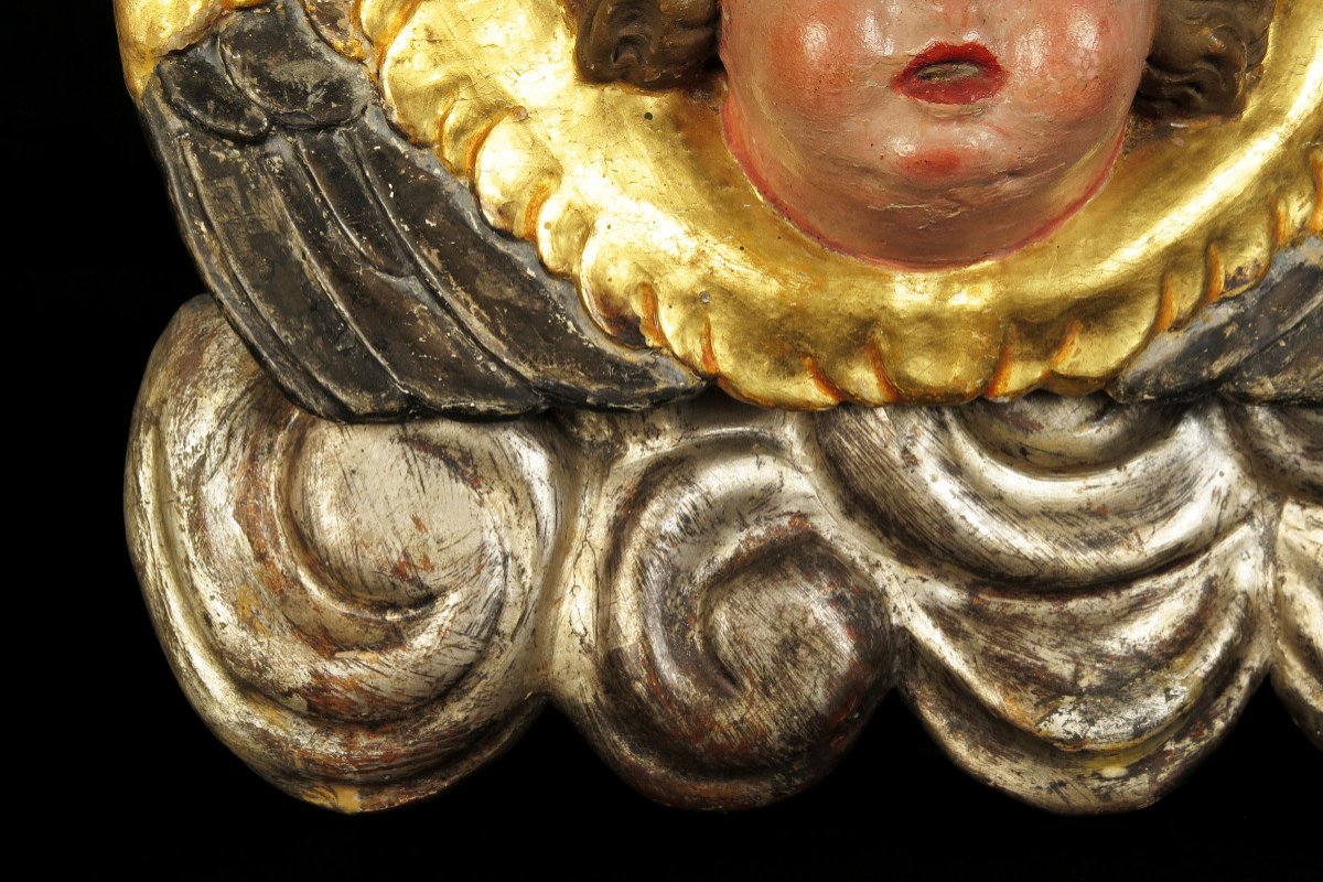 Old Wood Carving, Cherub Or Putto. Late Nineteenth Century Work-photo-2