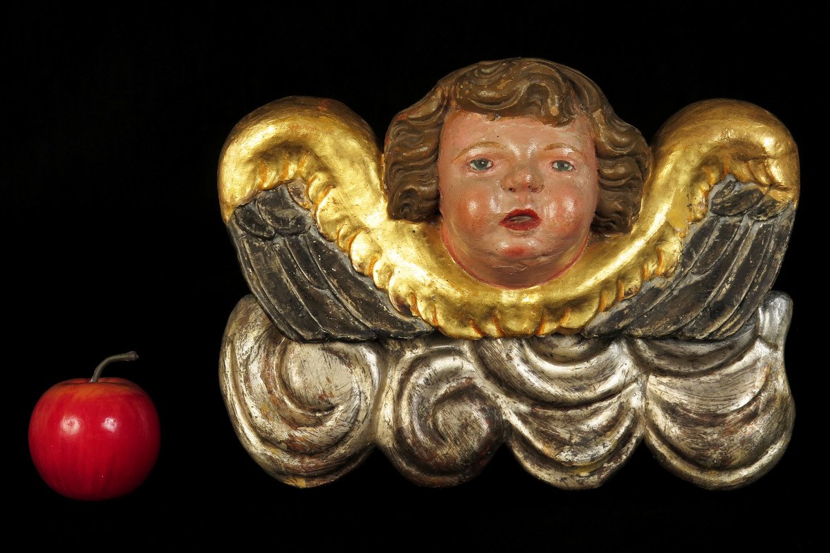 Old Wood Carving, Cherub Or Putto. Late Nineteenth Century Work-photo-8