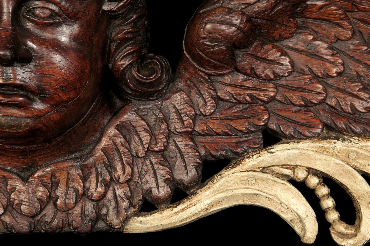 Ancienne Sculpture Sur Bois, Angelot Ou Putto Grandes Dimensions / Travail Fin XVIIIeme Siecle-photo-3