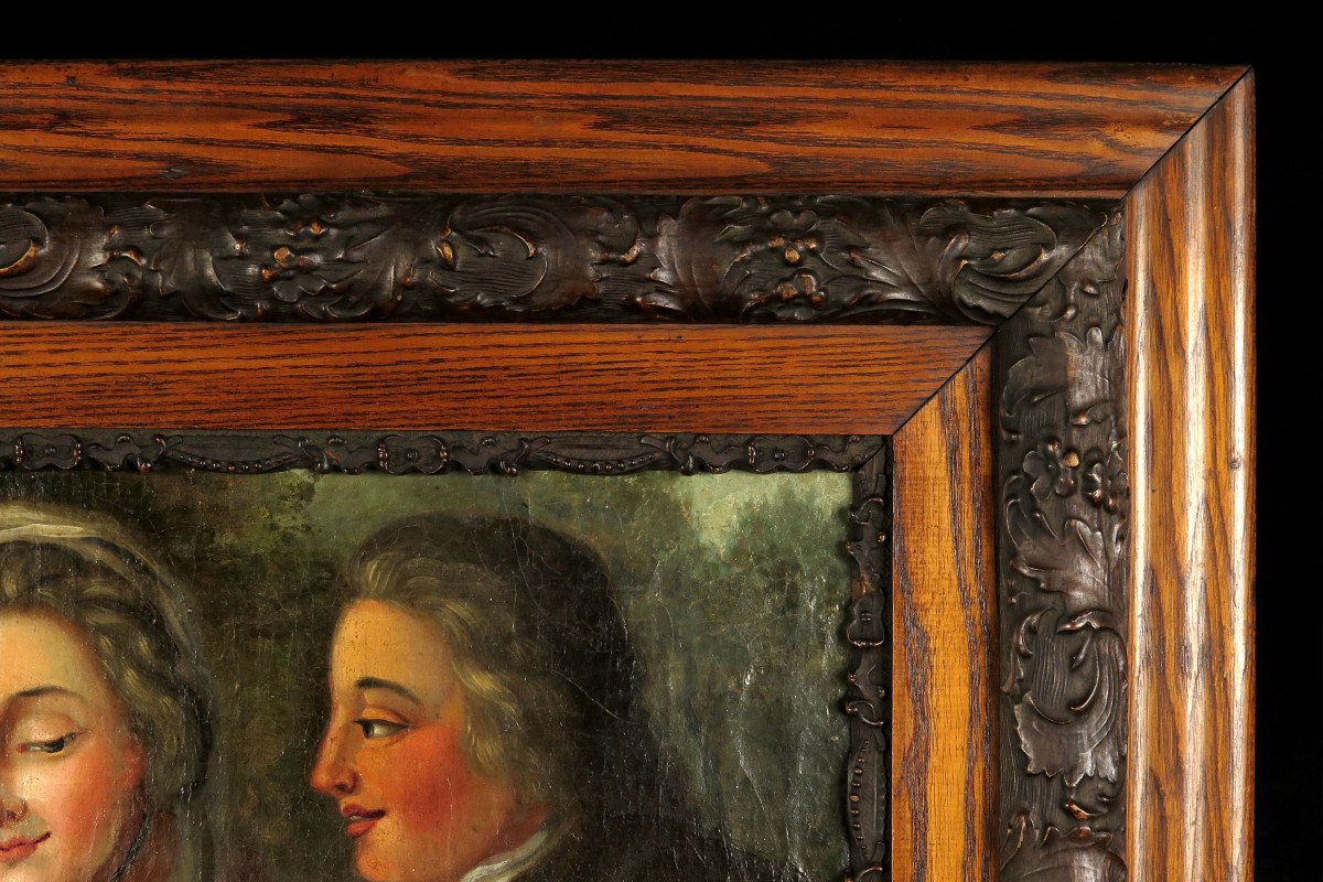 Rare Et Ancienne Peinture à l'Huile, Scène érotique Vers 1800 / Cabinet De Curiosités-photo-4