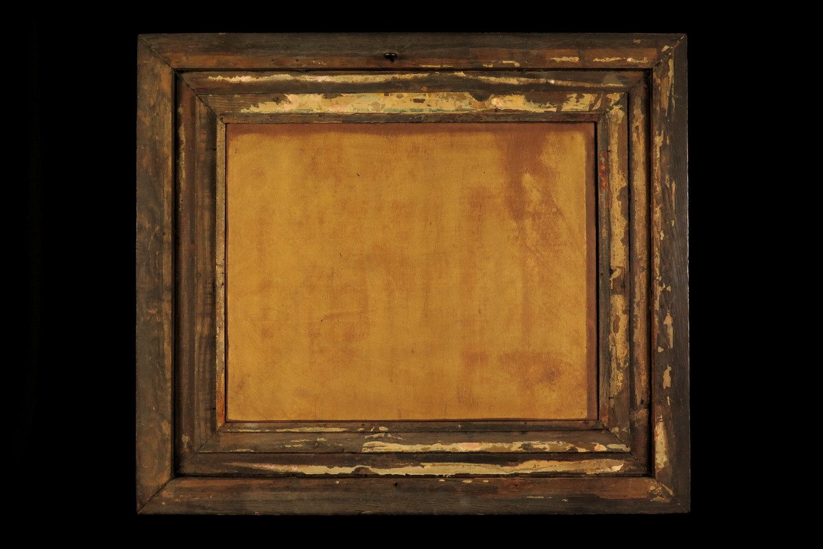 Rare Et Ancienne Peinture à l'Huile, Scène érotique Vers 1800 / Cabinet De Curiosités-photo-7