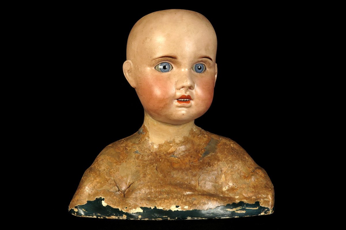 étonnant Et Ancien Buste De Poupée Vers 1880 / Decoration Magasin Collection Cabinet Curiosités
