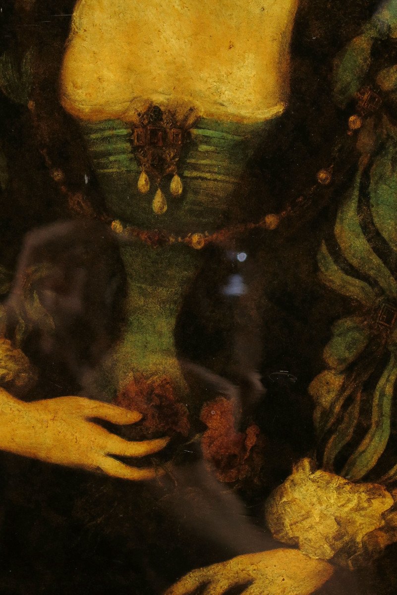 Merveilleux Et Ancien Fixé, Peinture Sous Verre C.1850 / Portrait d'Une Charmante Jeune Femme-photo-1