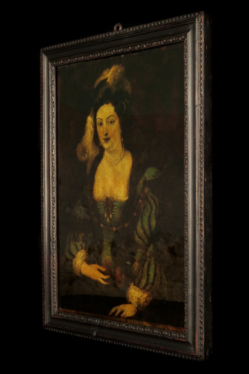 Merveilleux Et Ancien Fixé, Peinture Sous Verre C.1850 / Portrait d'Une Charmante Jeune Femme-photo-5