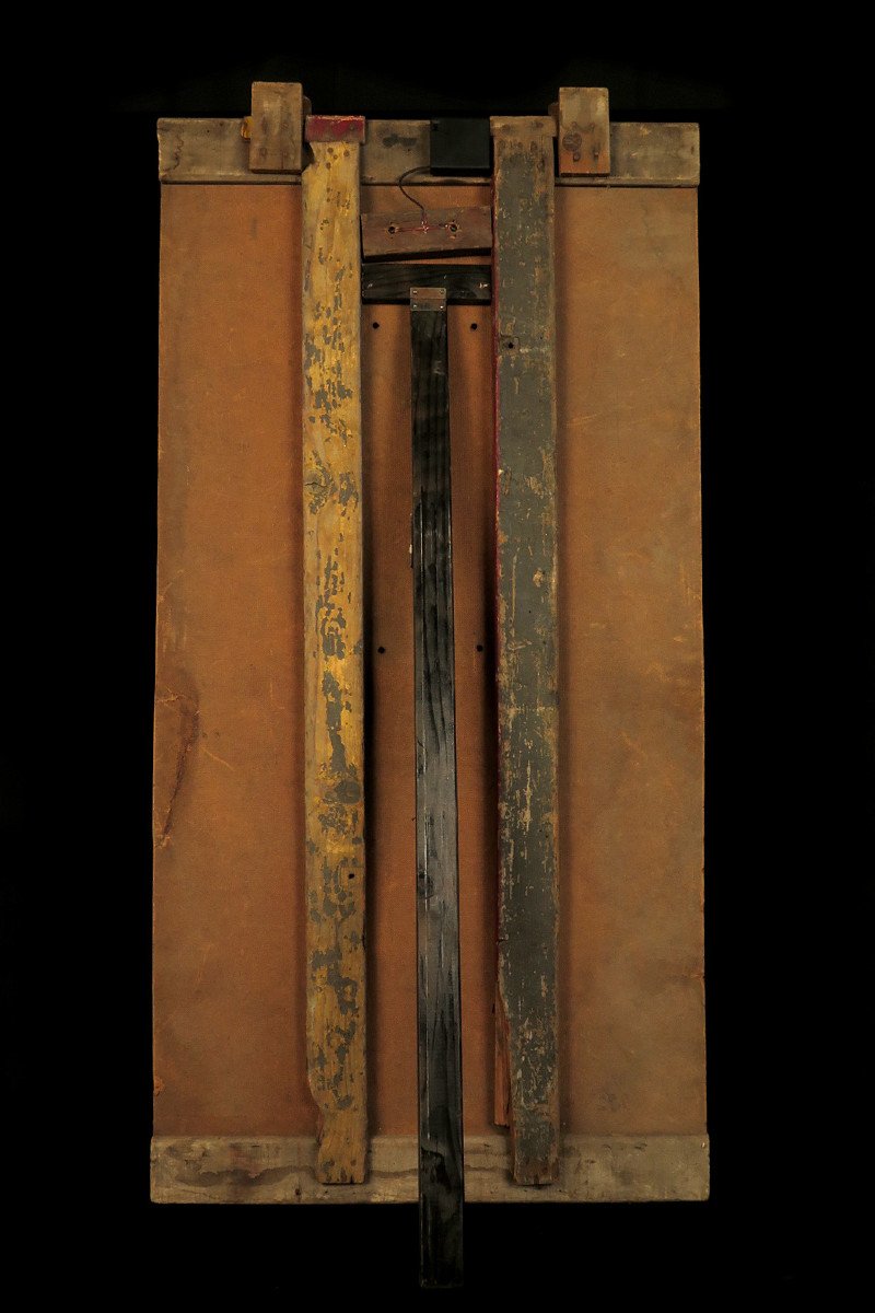 étonnante Suite De Trois Panneaux Anciens, Peinture à l'Huile Art Populaire Forain Vers 1930.-photo-4
