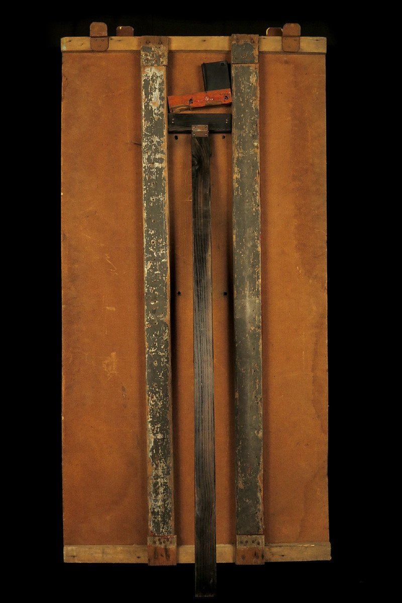 étonnante Suite De Trois Panneaux Anciens, Peinture à l'Huile Art Populaire Forain Vers 1930.-photo-4