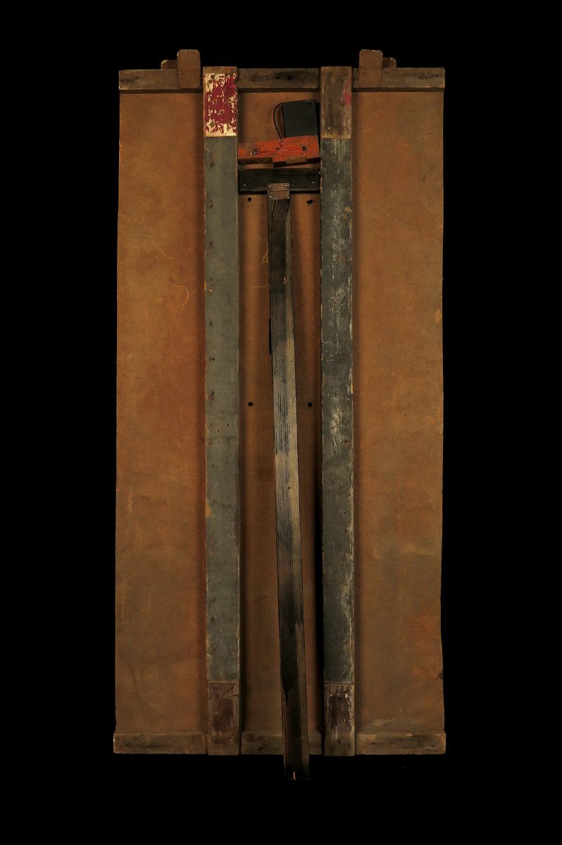 étonnante Suite De Trois Panneaux Anciens, Peinture à l'Huile Art Populaire Forain Vers 1930.-photo-8