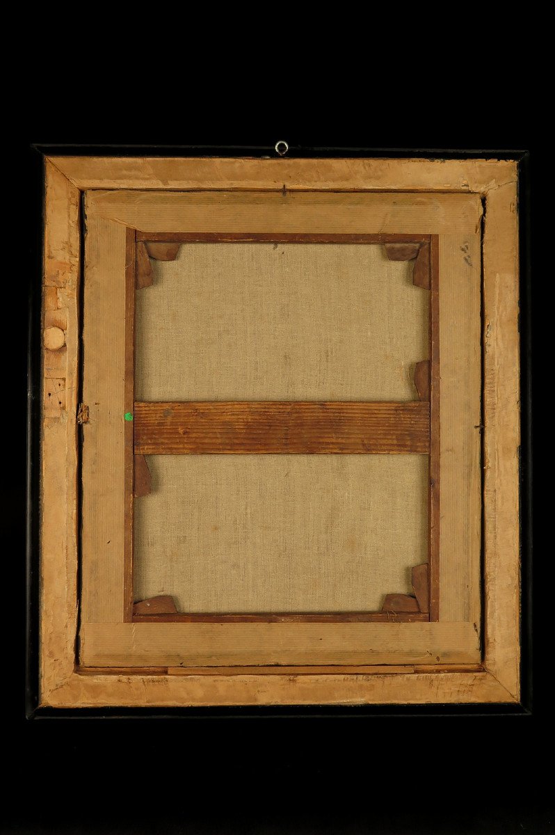 étonnante Et Ancienne Peinture à l'Huile, Vers 1880 / Scène Curieuse Cabinet Curiosités-photo-6