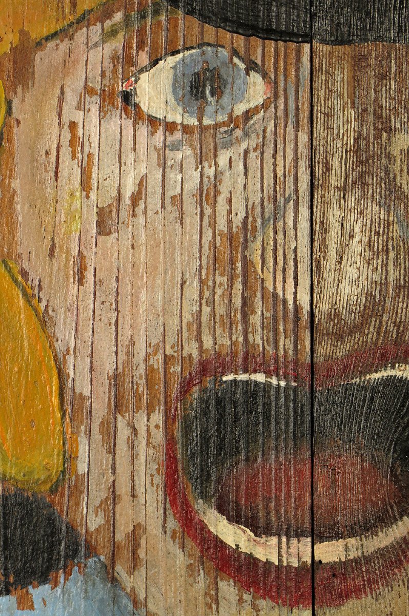 Astonishing Painted Wooden Panel, Folk Art Circa 1920 / Fairground Art Portrait Painting-photo-5