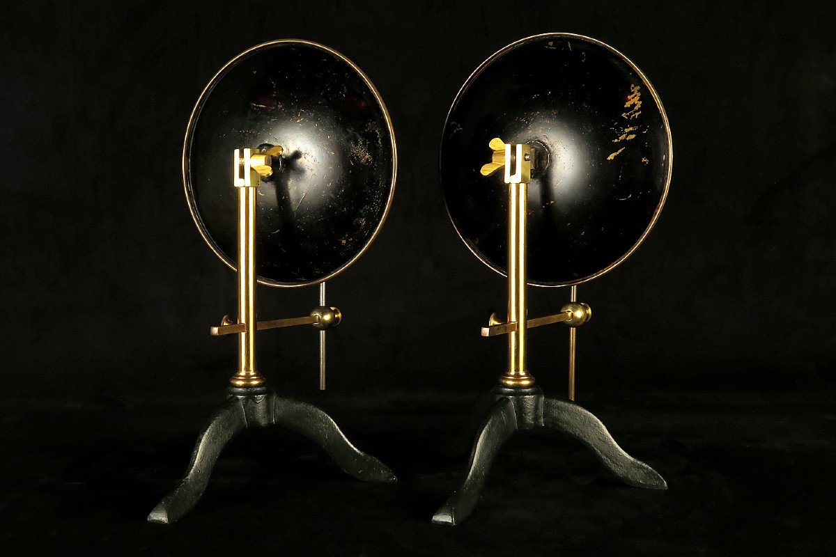 Rare Paire De Miroirs Ardents, Instruments Scientifiques Vers 1870 / Duboscq Paris Collection-photo-3
