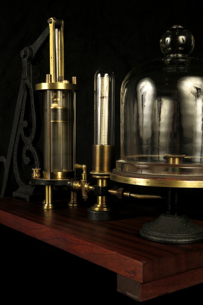 Rare Et Ancienne Pompe à Vide, Instrument Scientifique Laboratoire Vers 1900.-photo-4