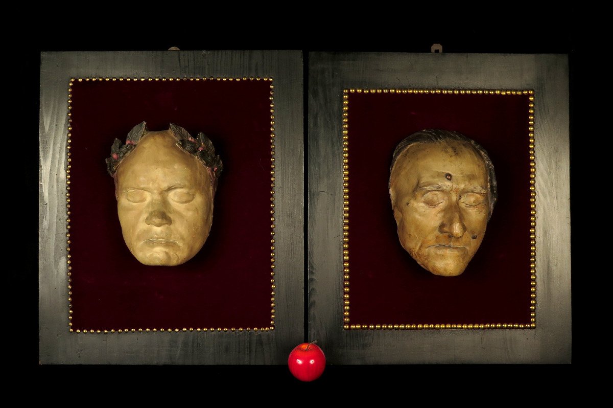 Rare And Old Pair Of Funeral Masks In Plaster C.1880 / Composers Oddities