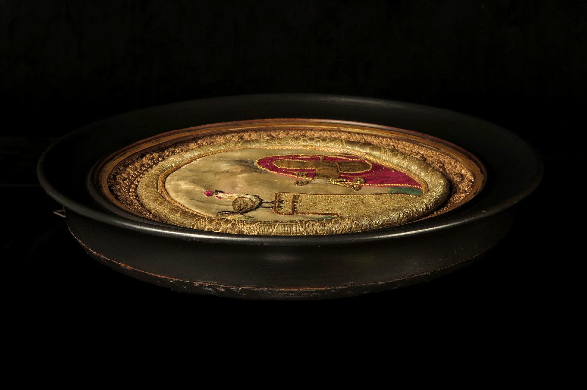 Rare Et Ancienne Petite Broderie, Travail Du XVIIIeme Siècle / Art Populaire Saint Pierre-photo-5