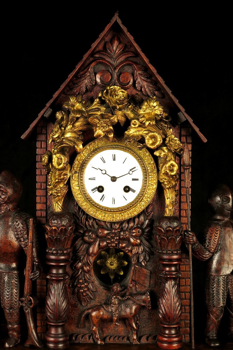 étonnante Et Ancienne Horloge, Art Populaire De Belle Facture Vers 1870.-photo-2