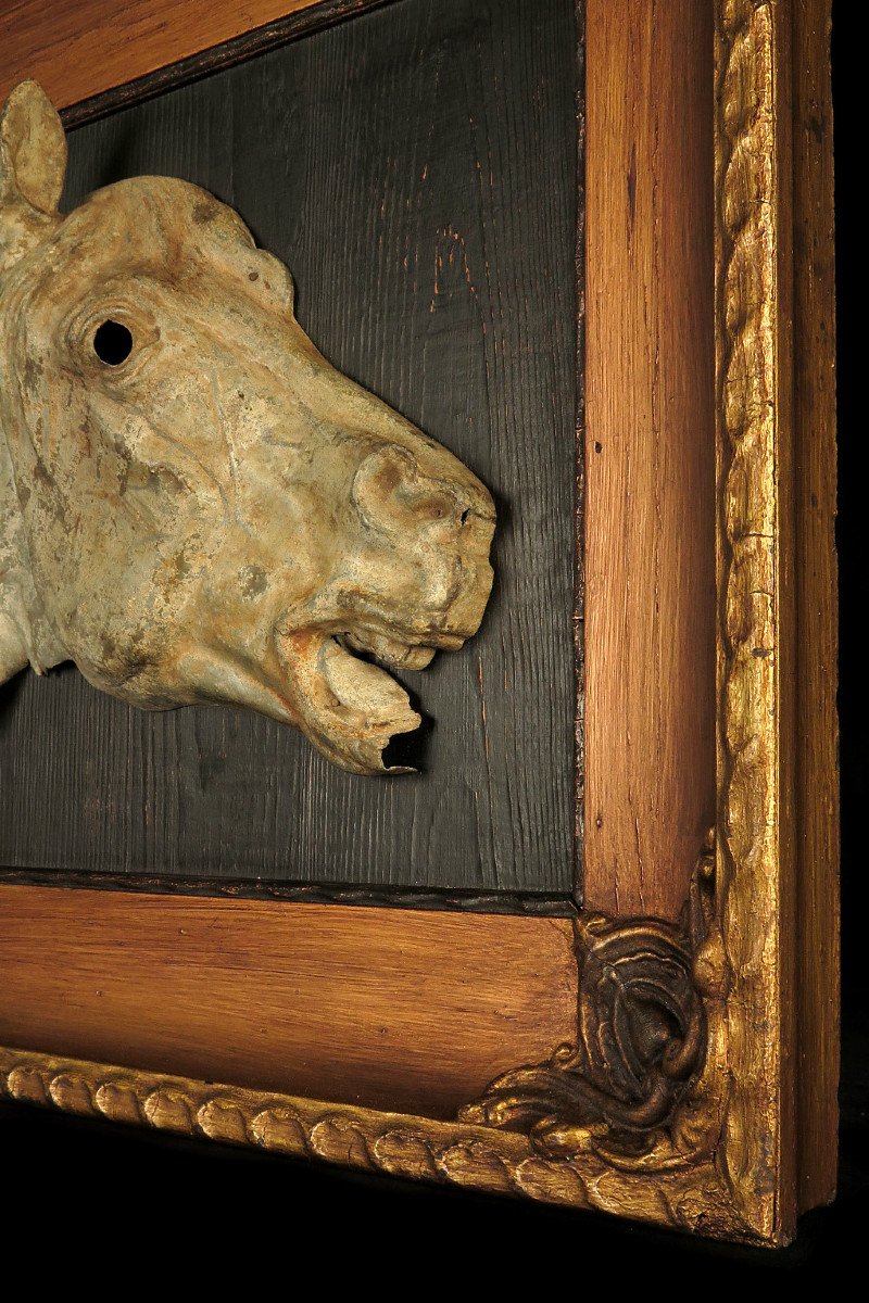 Rare Et Ancien Vestige d'Enseigne De Boucherie Chevaline En Zinc Vers 1880-photo-5