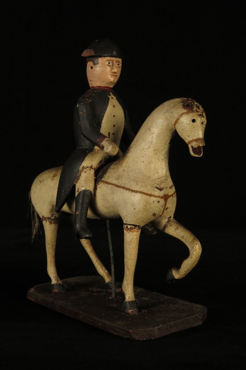 Ancienne Sculpture Sur Bois, Art Populaire Vers 1850 / Napoleon Et Son Cheval-photo-6