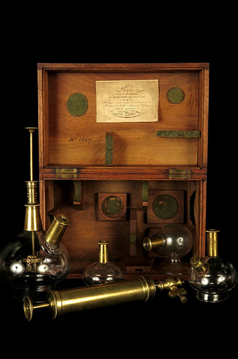 Rare And Antique Dumotiez Medicine Box, Circa 1850 / Suction Cups Scarifier Curiosities-photo-3