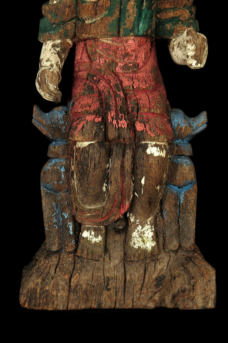 étonnante Et Ancienne Sculpture, Femme Au Sein Nu Vers 1800 / Art Populaire-photo-3