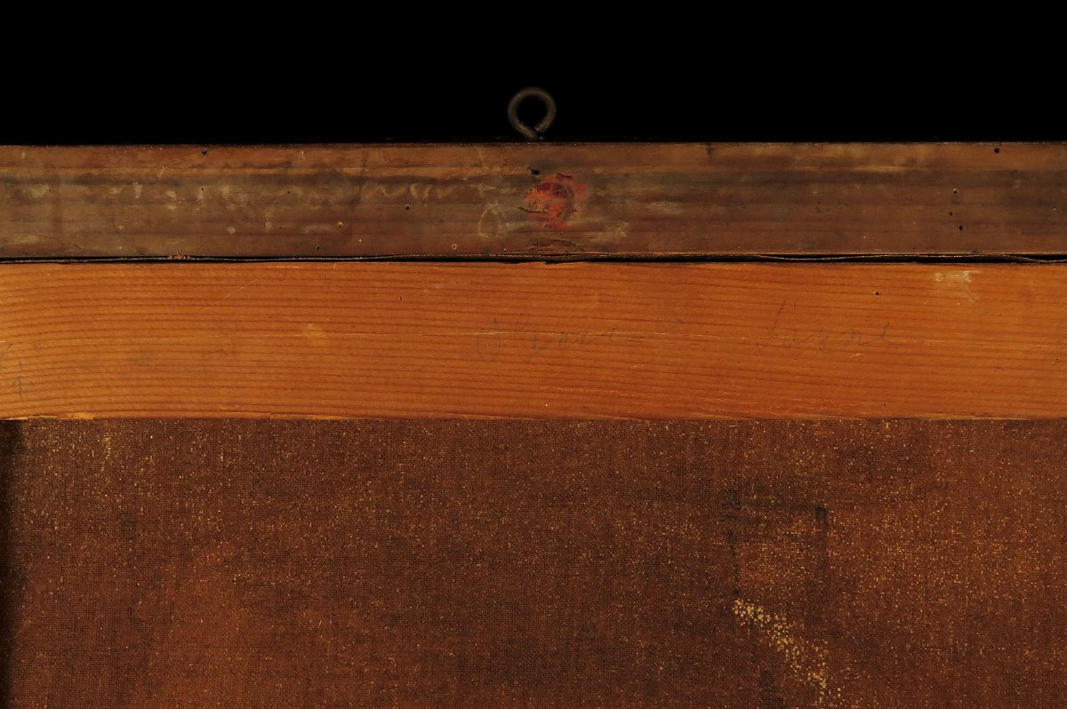 Ancien vestige de portrait d'une jeune femme, peinture à l'huile sur toile c.1880 / Seebach ?-photo-7