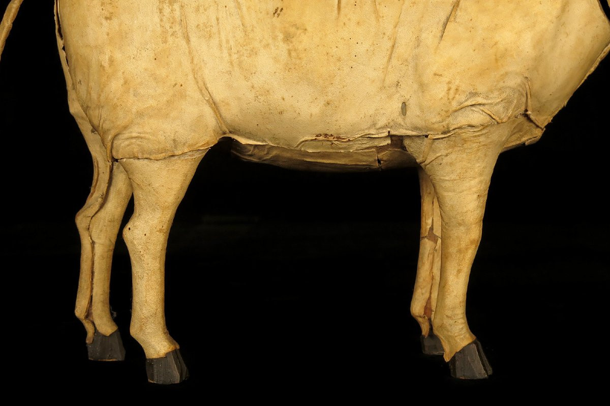 Ancien jouet, mouton ou agneau en carton bouilli vers 1900 / Roullet Decamps Automate-photo-2