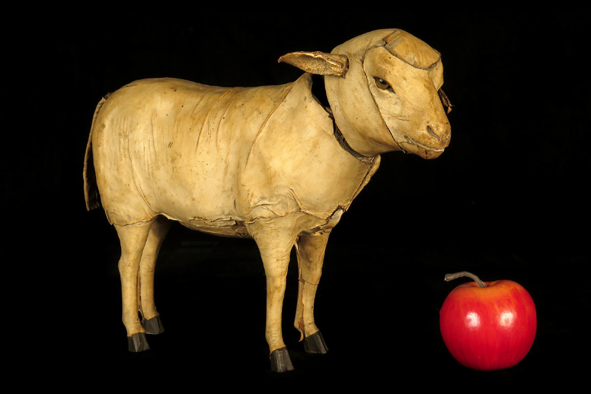Ancien jouet, mouton ou agneau en carton bouilli vers 1900 / Roullet Decamps Automate-photo-8
