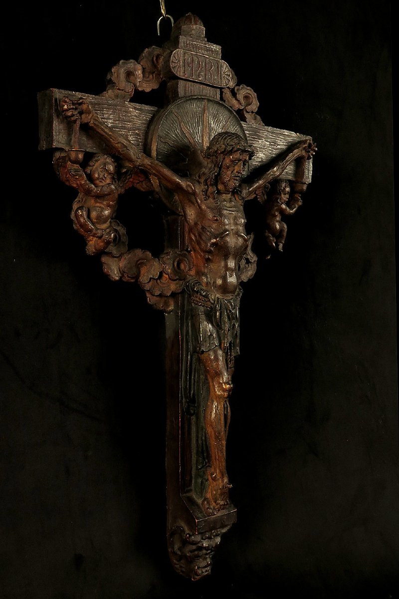 Staff/plaster Cross From Germany, Circa 1850 / Gods Devil Cabinet Of Curiosities-photo-5