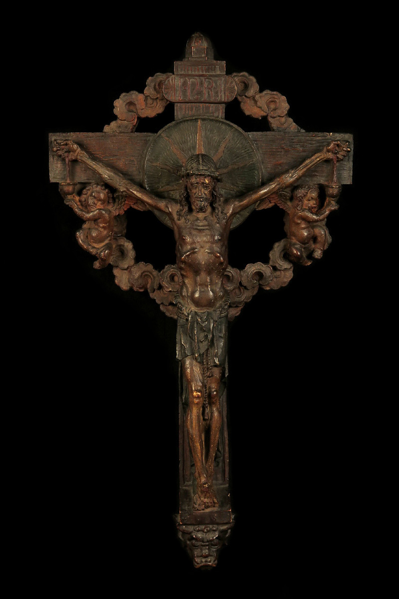 Staff/plaster Cross From Germany, Circa 1850 / Gods Devil Cabinet Of Curiosities