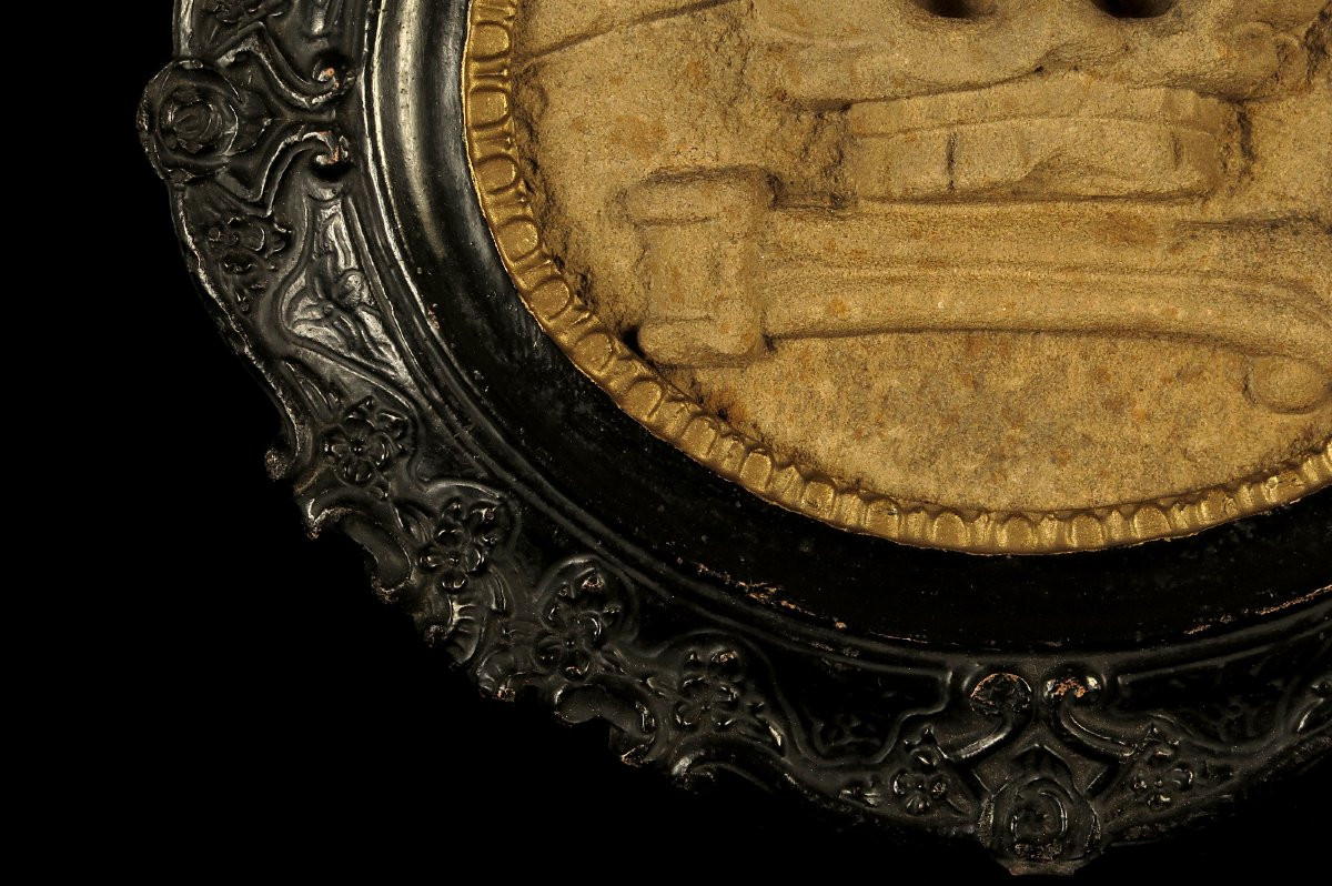 Rare Sandstone Sculpture, Memento Mori Circa 1750 / Skull Funerary Art Cabinet Of Curiosities-photo-4