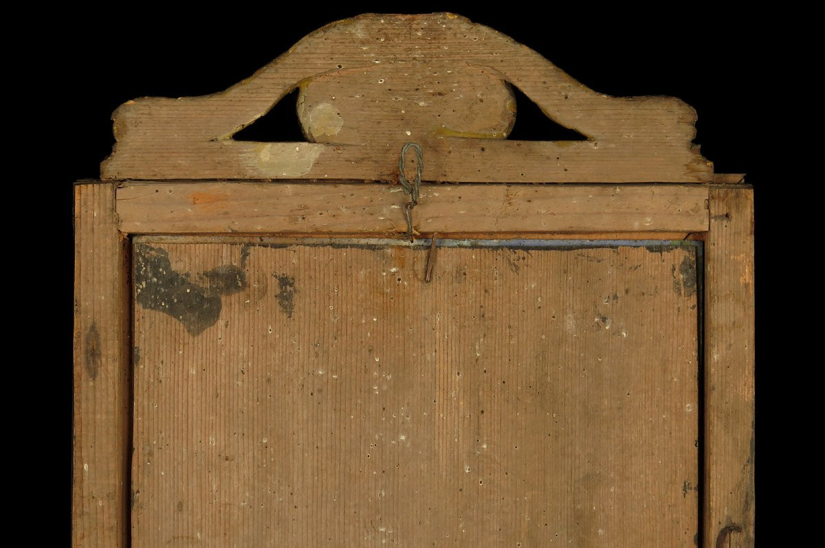 Rare Stations Of The Cross Element, Affixed Around 1800. Painting Under Glass, Crucifixion Of Christ-photo-6