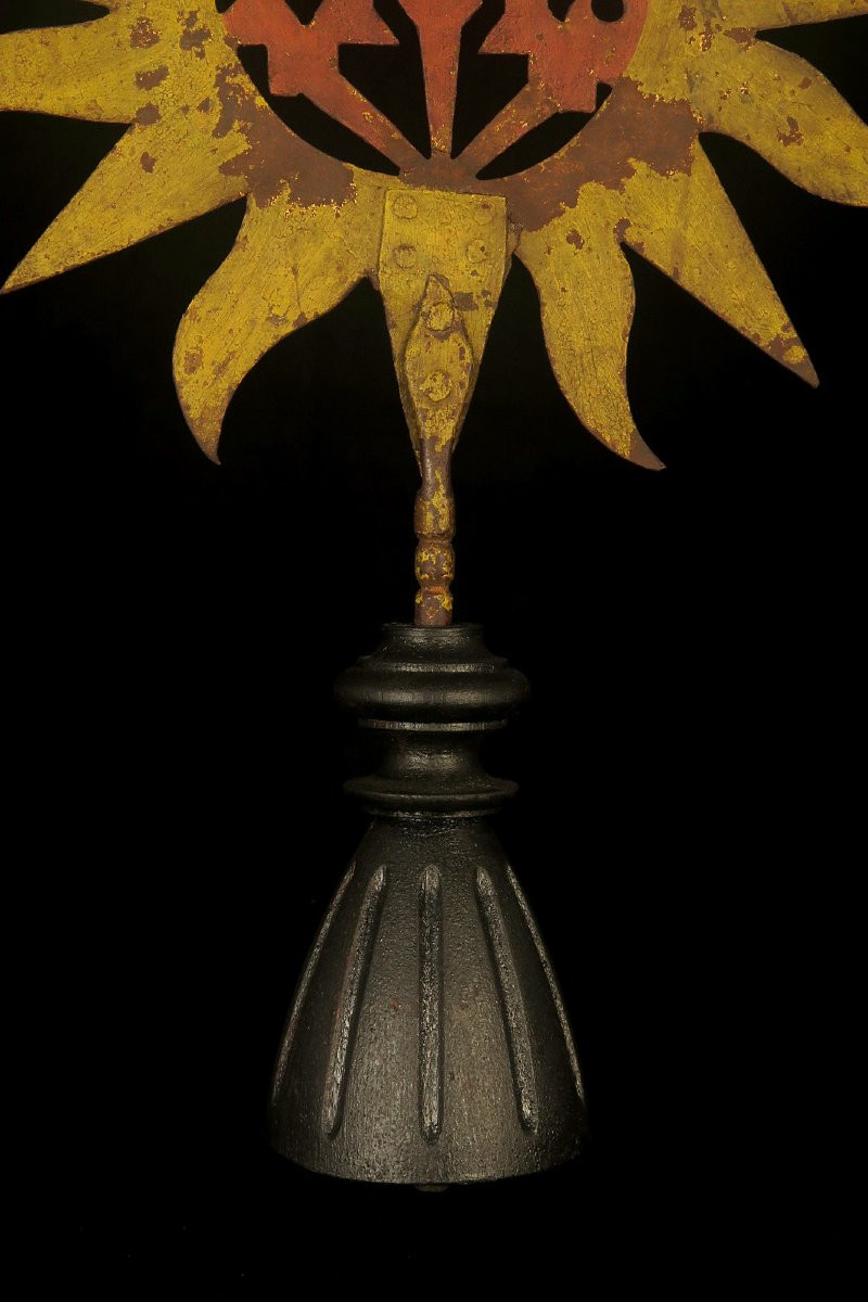 Ancien élément de bâton de procession, vers 1800 / Fer Forgé Art Populaire Religieux-photo-3