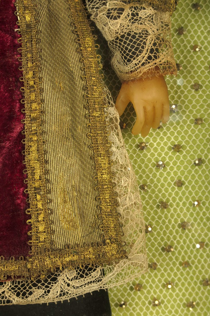 Antique Religious Diorama, Saint Lawrence Circa 1880 / Sculpture, Waxwork, Embroidery, Folk Art-photo-3