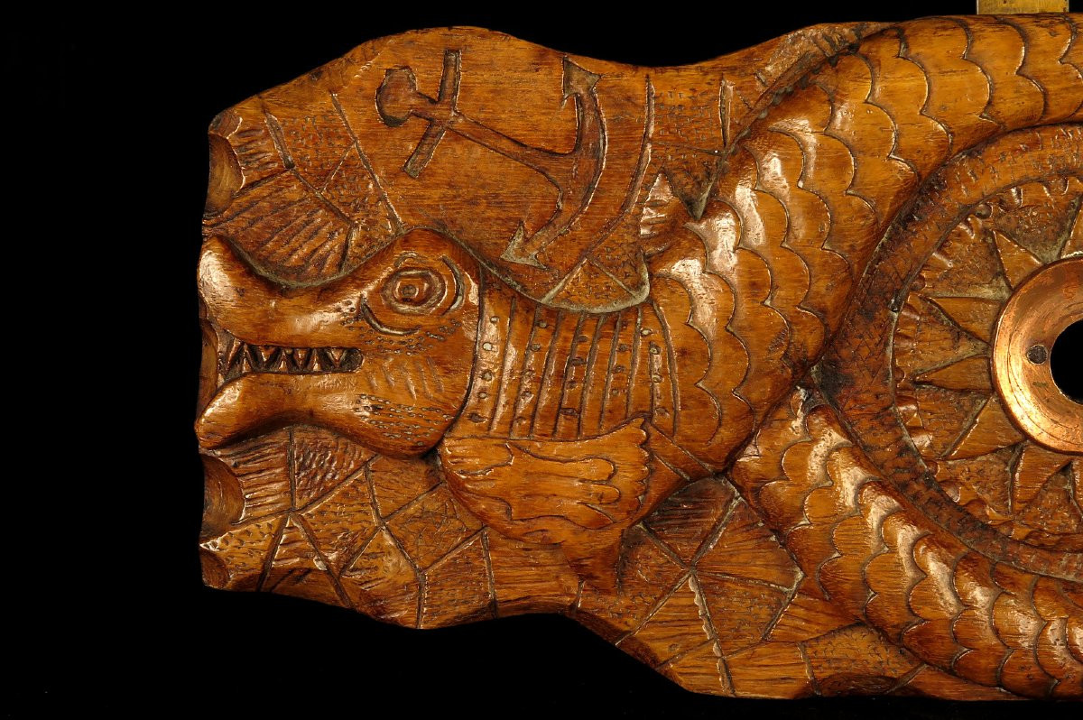 Ancien verrou de fût, art populaire Alsacien vers 1920 / Travail de marinier-photo-2