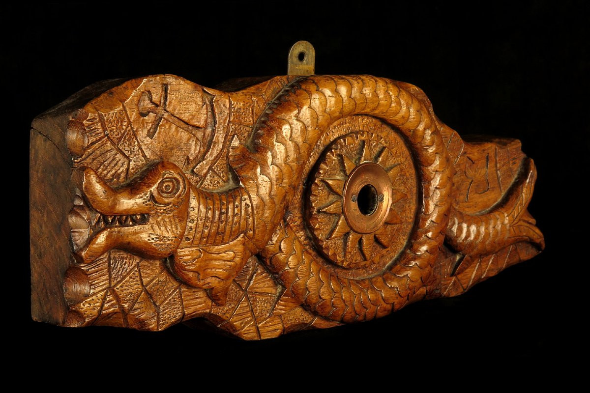 Ancien verrou de fût, art populaire Alsacien vers 1920 / Travail de marinier-photo-5