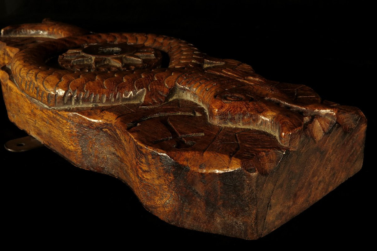 Ancien verrou de fût, art populaire Alsacien vers 1920 / Travail de marinier-photo-7