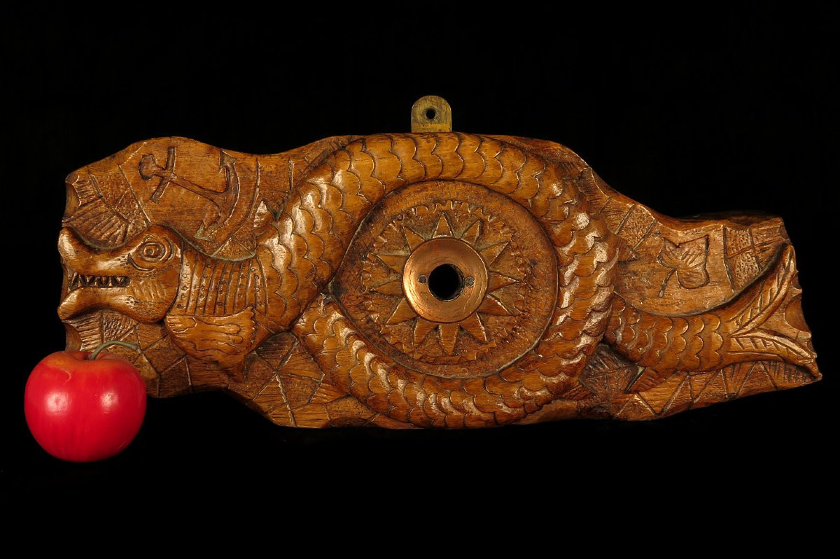 Ancien verrou de fût, art populaire Alsacien vers 1920 / Travail de marinier-photo-8