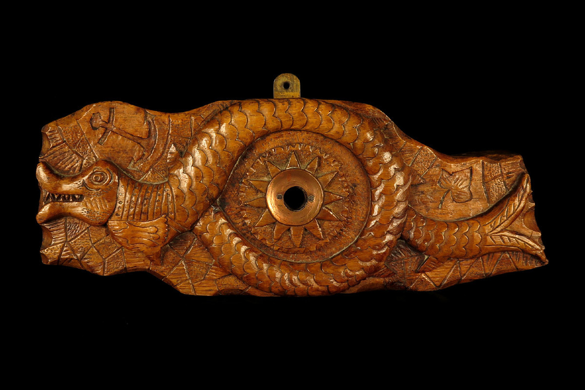 Ancien verrou de fût, art populaire Alsacien vers 1920 / Travail de marinier