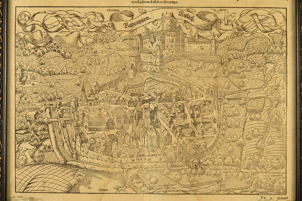 Ancienne carte de la ville de Rouffach (Alsace), vers 1550 / Livre François de Belleforest-photo-2
