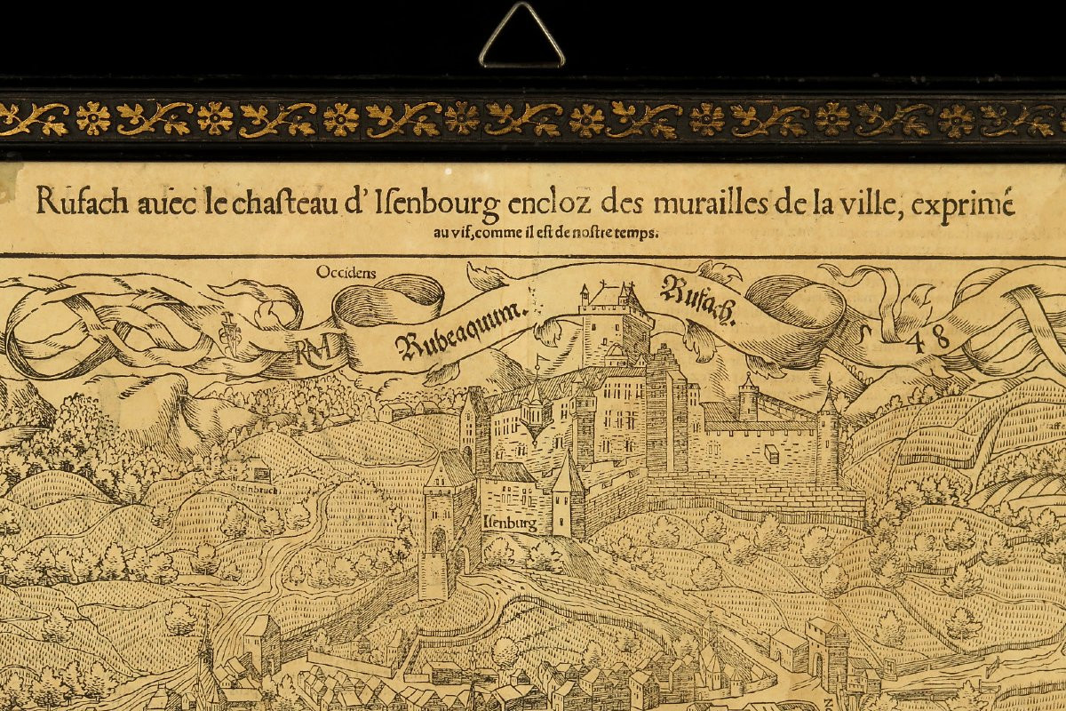 Ancienne carte de la ville de Rouffach (Alsace), vers 1550 / Livre François de Belleforest-photo-1