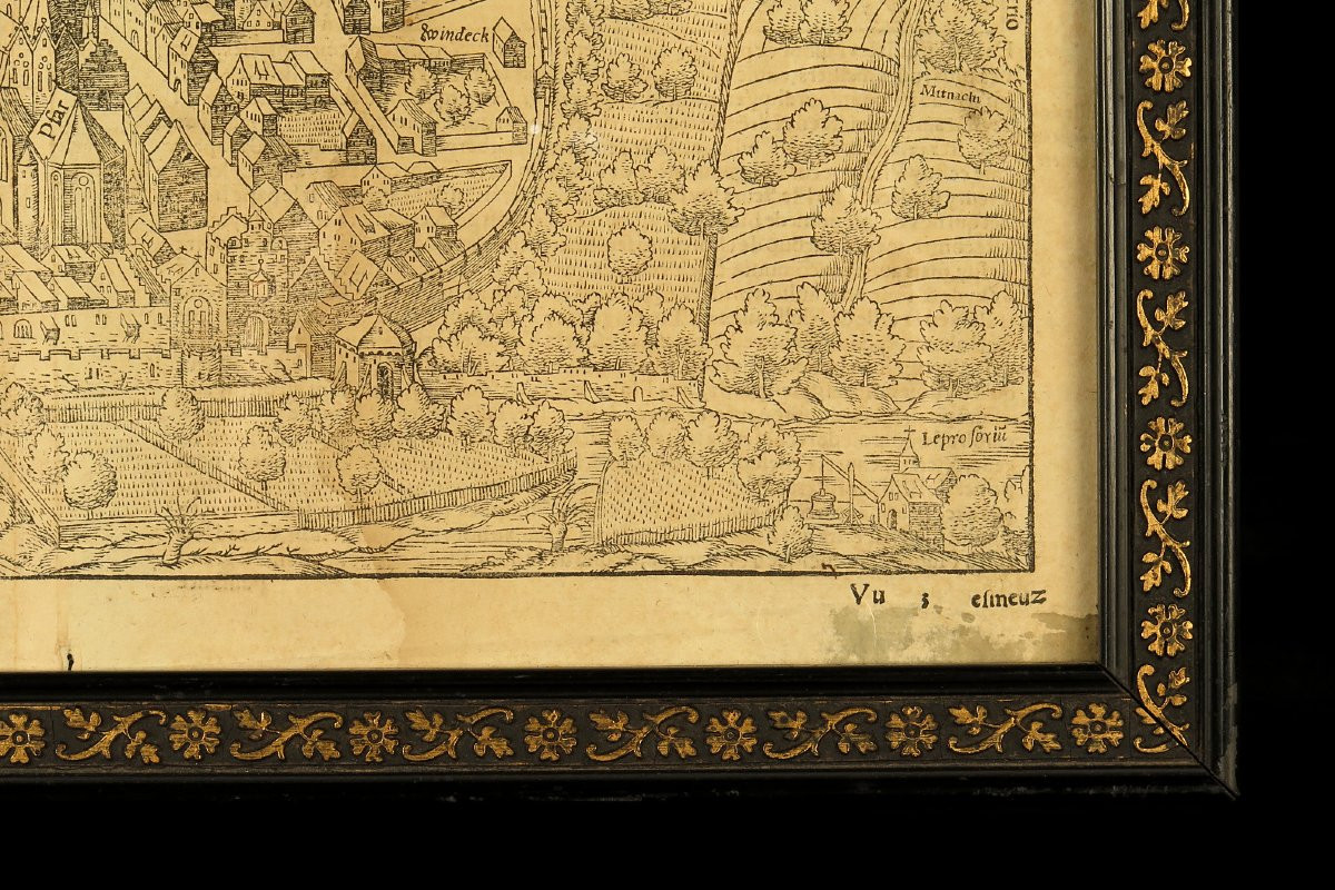 Ancienne carte de la ville de Rouffach (Alsace), vers 1550 / Livre François de Belleforest-photo-2