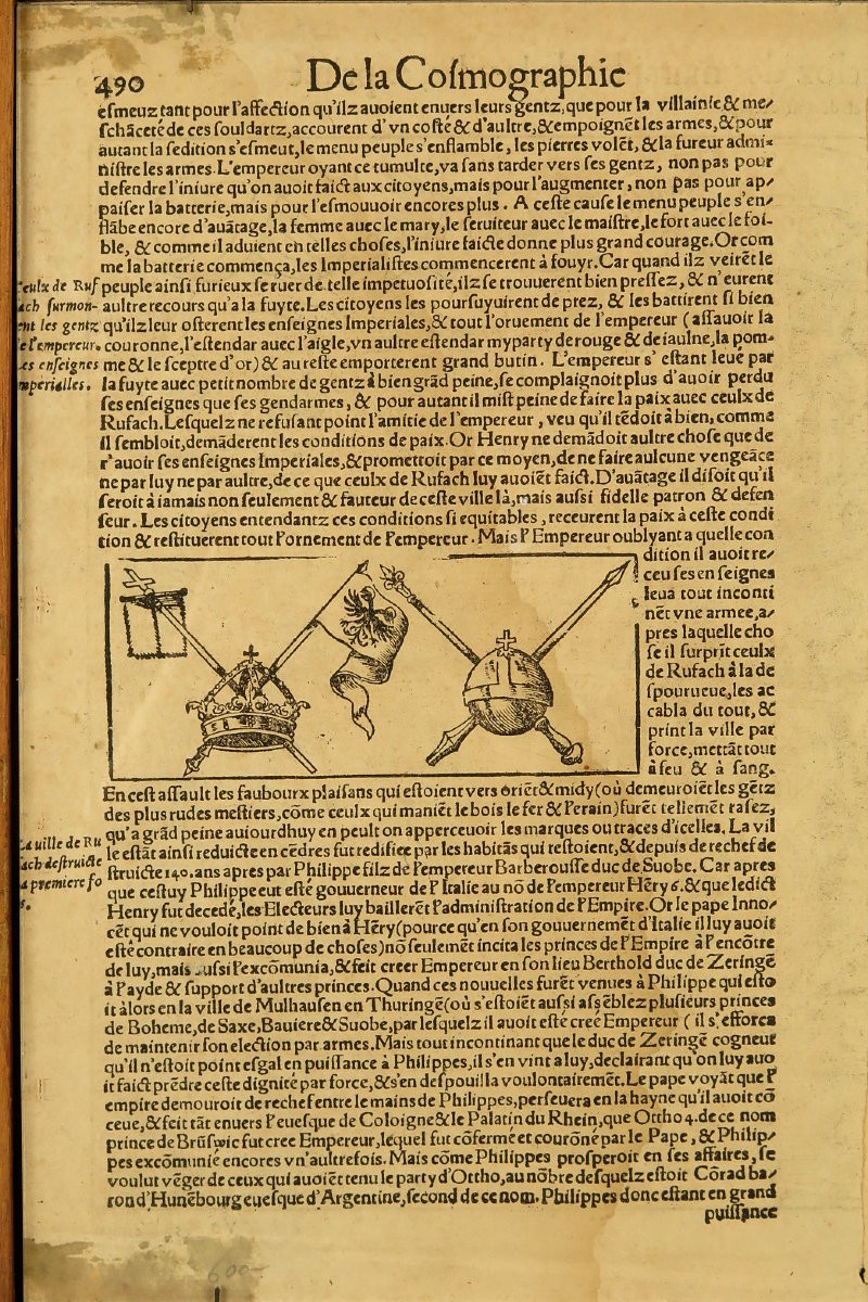 Ancienne carte de la ville de Rouffach (Alsace), vers 1550 / Livre François de Belleforest-photo-5