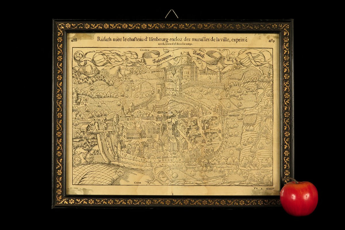 Ancienne carte de la ville de Rouffach (Alsace), vers 1550 / Livre François de Belleforest-photo-7