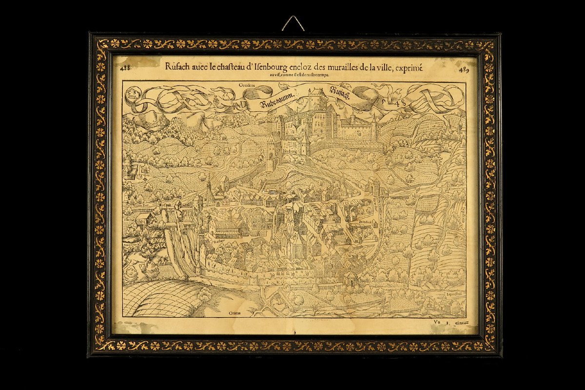 Ancienne carte de la ville de Rouffach (Alsace), vers 1550 / Livre François de Belleforest