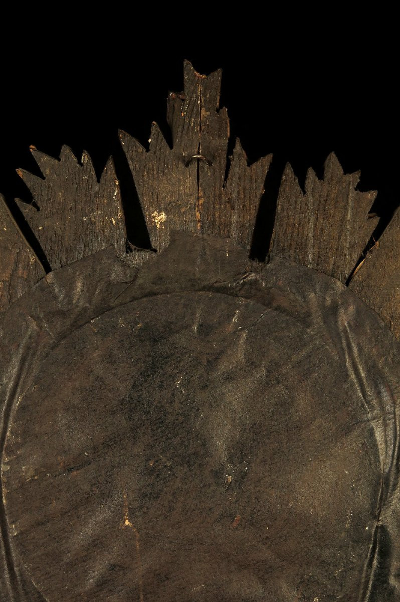 Ancien miroir soleil, art populaire religieux fin XIXeme -photo-5