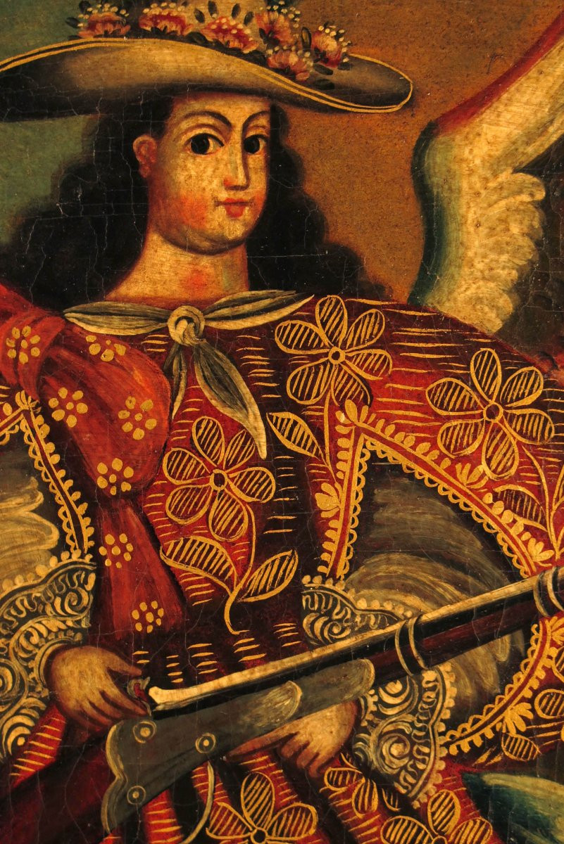 Old Oil Painting On Canvas, Cuzco School Circa 1850.-photo-1