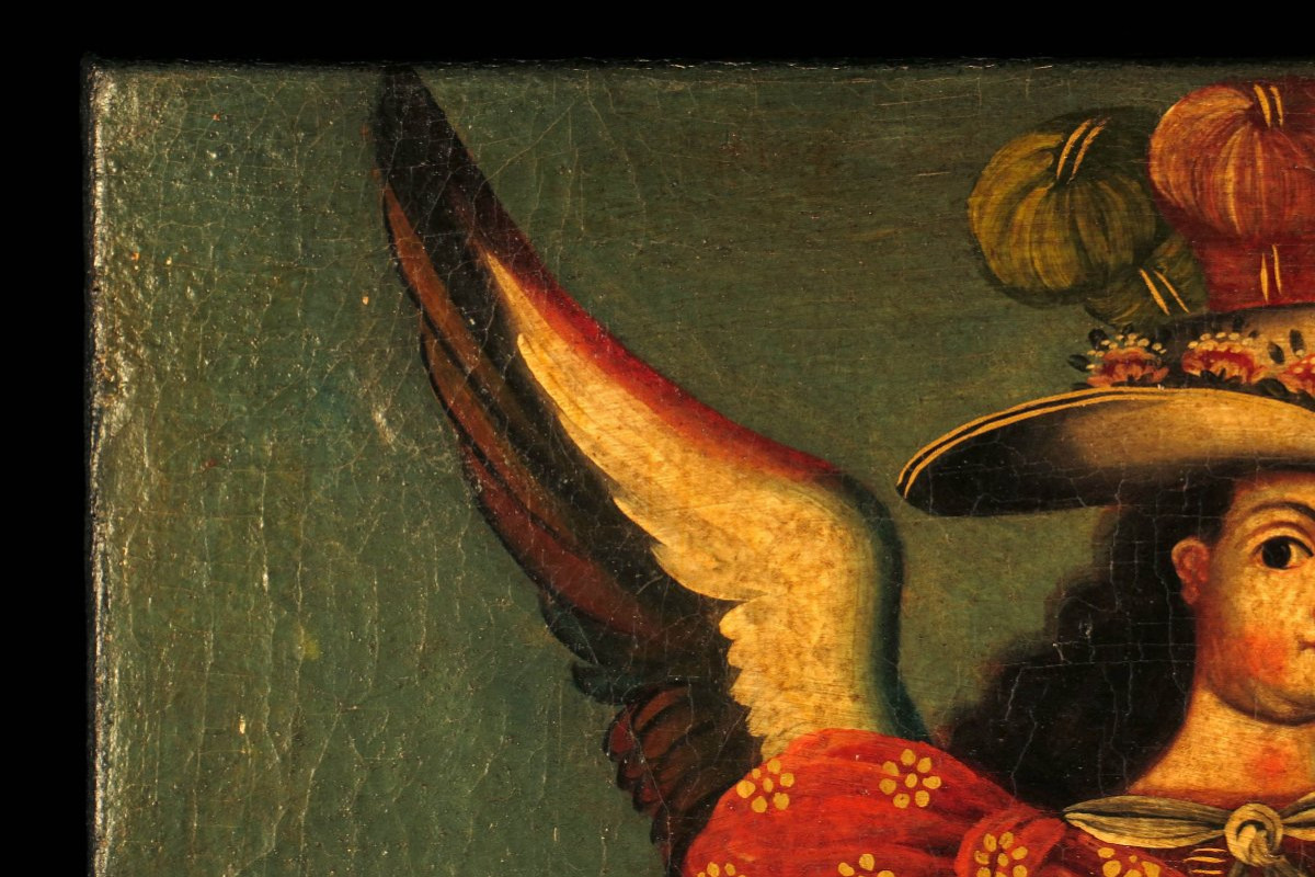 Old Oil Painting On Canvas, Cuzco School Circa 1850.-photo-3