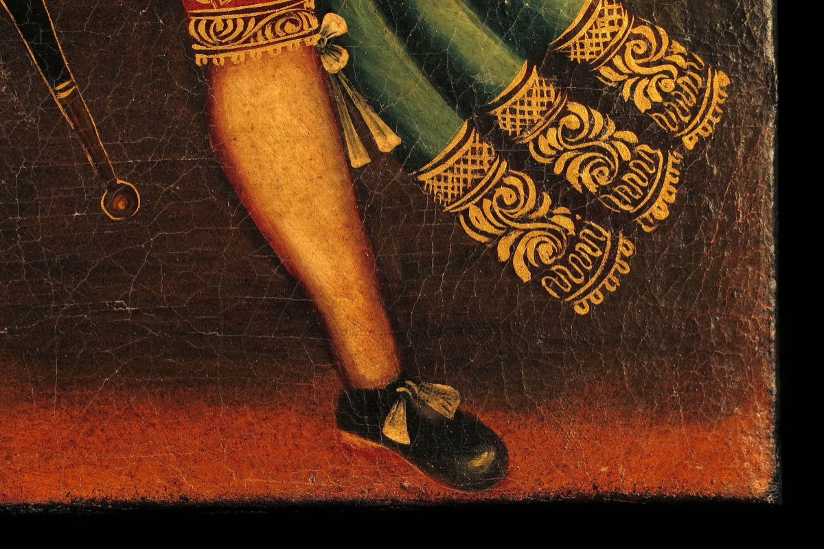 Old Oil Painting On Canvas, Cuzco School Circa 1850.-photo-4