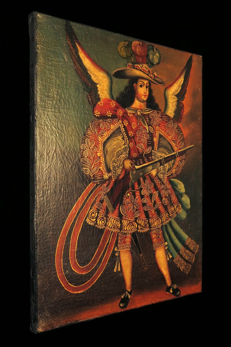 Old Oil Painting On Canvas, Cuzco School Circa 1850.-photo-7