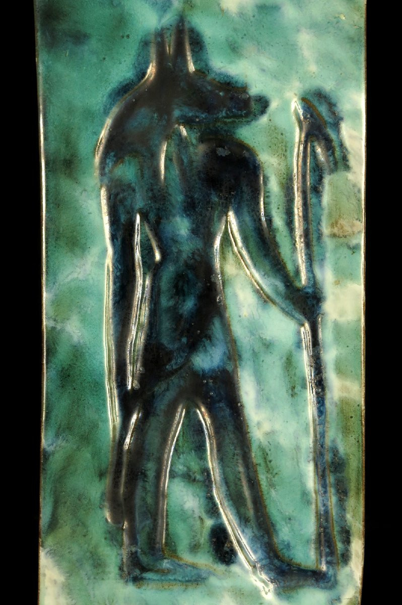 Antique Ceramic Anubis By Hassen Heshmat / Sculpture Egypt Design 1980-photo-2