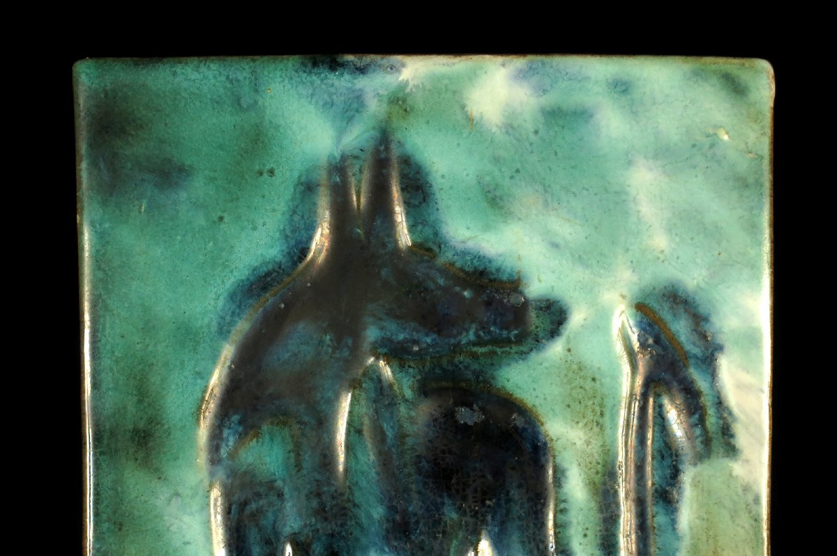 Antique Ceramic Anubis By Hassen Heshmat / Sculpture Egypt Design 1980-photo-3